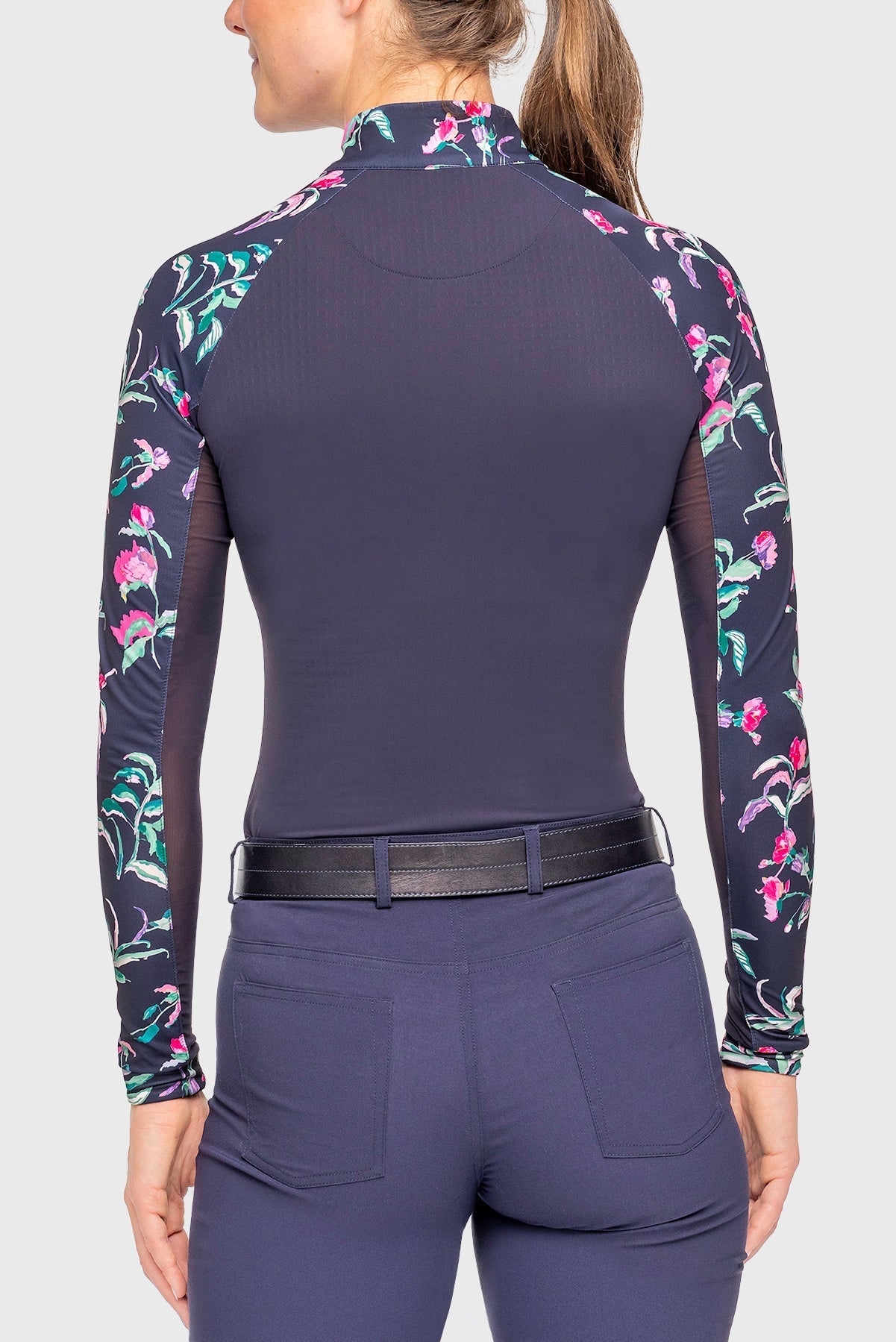Kastel Denmark Navy Garden Blooms Raglan Long Sleeve 1/4 Zip Sun Shirt - Kastel Denmark - Equiluxe Tack
