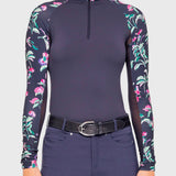 Kastel Denmark Navy Garden Blooms Raglan Long Sleeve 1/4 Zip Sun Shirt - Kastel Denmark - Equiluxe Tack