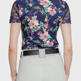 Kastel Denmark Navy Lush Garden Galloon Lace 1/4 Zip Short Sleeve Shirt - Kastel Denmark - Equiluxe Tack