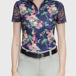 Kastel Denmark Navy Lush Garden Galloon Lace 1/4 Zip Short Sleeve Shirt - Kastel Denmark - Equiluxe Tack