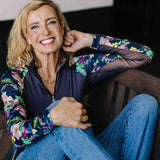 Kastel Denmark Navy Lush Garden Long Sleeve 1/4 Zip Raglan Shirt - Kastel Denmark - Equiluxe Tack