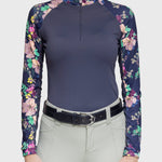 Kastel Denmark Navy Lush Garden Long Sleeve 1/4 Zip Raglan Shirt - Kastel Denmark - Equiluxe Tack