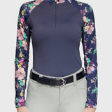 Kastel Denmark Navy Lush Garden Long Sleeve 1/4 Zip Raglan Shirt - Kastel Denmark - Equiluxe Tack