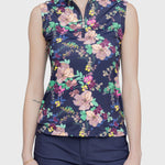 Kastel Denmark Navy Lush Garden Ruched Back Sleeveless 1/4 Zip Shirt - Kastel Denmark - Equiluxe Tack