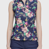 Kastel Denmark Navy Lush Garden Ruched Back Sleeveless 1/4 Zip Shirt - Kastel Denmark - Equiluxe Tack