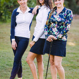 Kastel Denmark Navy Lush Garden Tailored White Long Sleeve Show Shirt - Kastel Denmark - Equiluxe Tack