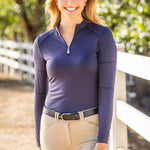 Kastel Denmark Navy Paneled Solid Long Sleeve 1/4 Zip Sun Shirt - Kastel Denmark - Equiluxe Tack