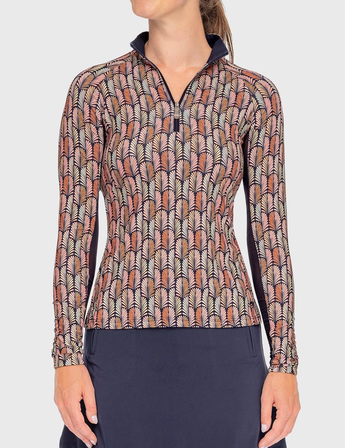 Kastel Denmark Navy Plumes Long Sleeve 1/4 Zip Sun Shirt - Kastel Denmark - Equiluxe Tack