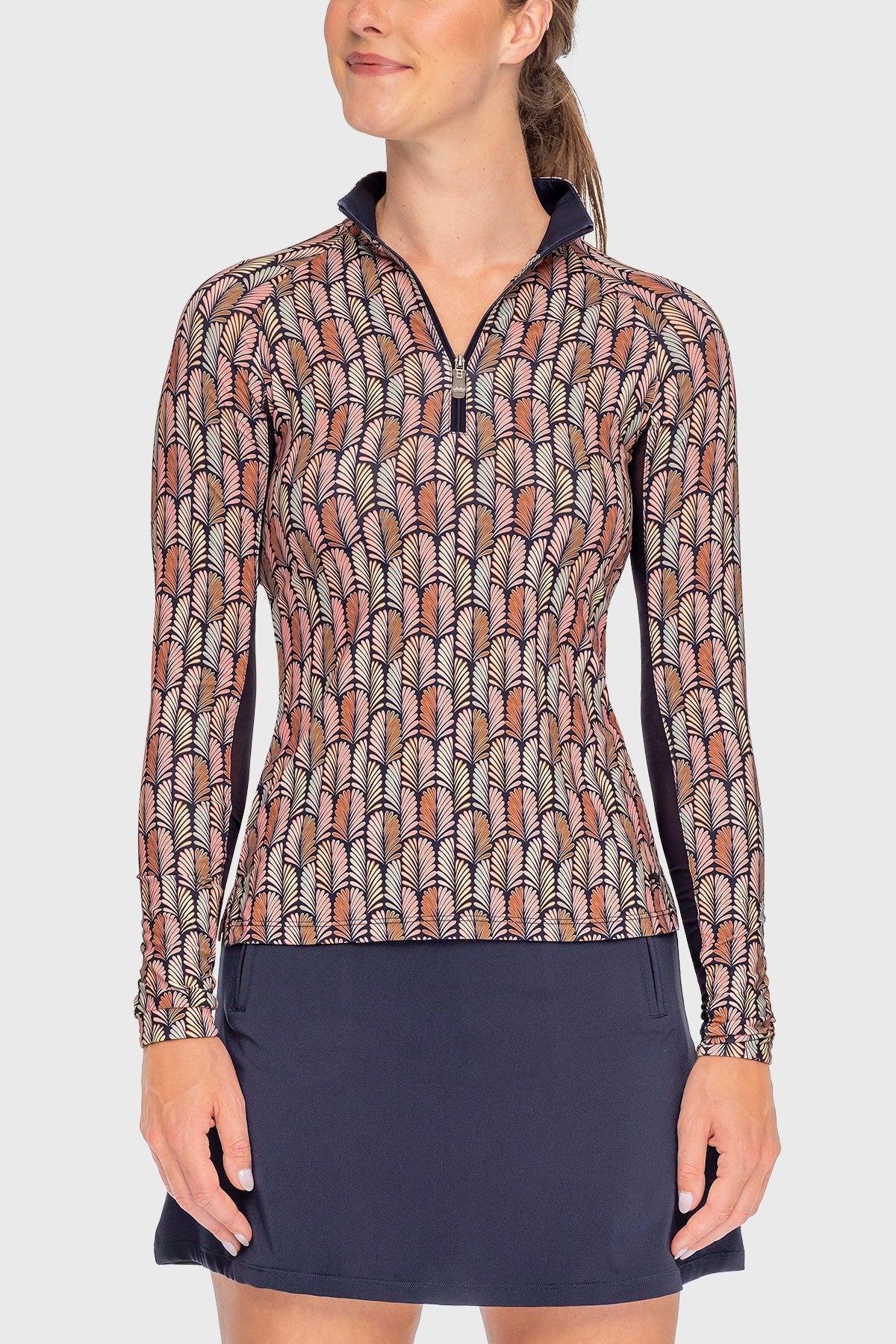 Kastel Denmark Navy Plumes Long Sleeve 1/4 Zip Sun Shirt - Kastel Denmark - Equiluxe Tack