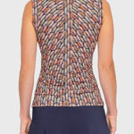 Kastel Denmark Navy Plumes Ruched Back Sleeveless 1/4 Zip Sun Shirt - Kastel Denmark - Equiluxe Tack