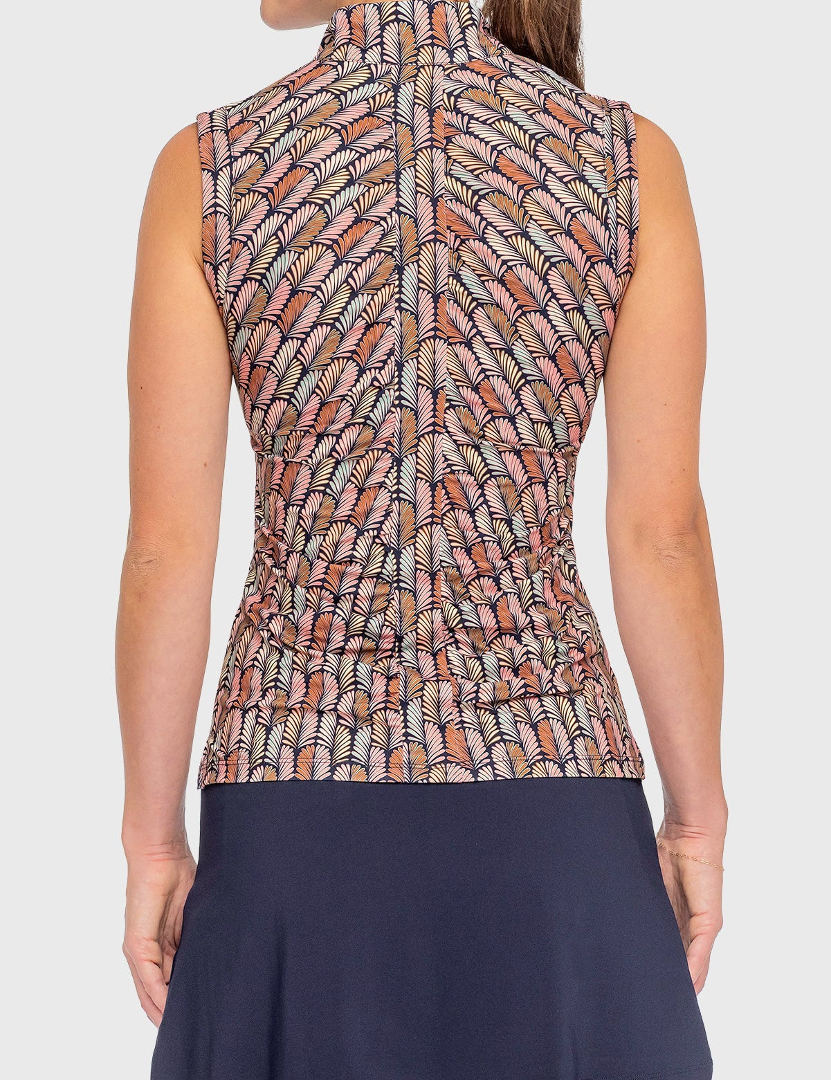 Kastel Denmark Navy Plumes Ruched Back Sleeveless 1/4 Zip Sun Shirt - Kastel Denmark - Equiluxe Tack