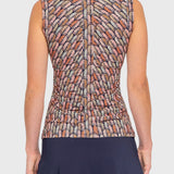 Kastel Denmark Navy Plumes Ruched Back Sleeveless 1/4 Zip Sun Shirt - Kastel Denmark - Equiluxe Tack
