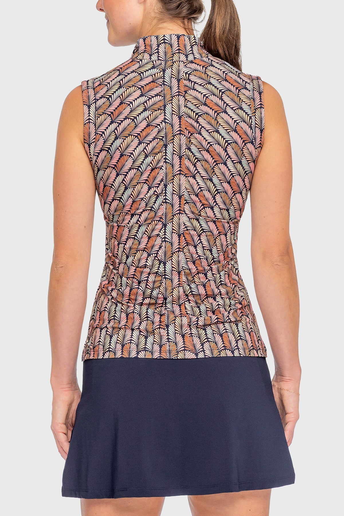 Kastel Denmark Navy Plumes Ruched Back Sleeveless 1/4 Zip Sun Shirt - Kastel Denmark - Equiluxe Tack