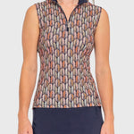 Kastel Denmark Navy Plumes Ruched Back Sleeveless 1/4 Zip Sun Shirt - Kastel Denmark - Equiluxe Tack