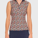 Kastel Denmark Navy Plumes Ruched Back Sleeveless 1/4 Zip Sun Shirt - Kastel Denmark - Equiluxe Tack