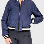 Kastel Denmark Navy Quilted Sporty Trim Full Zip Bomber Jacket - Kastel Denmark - Equiluxe Tack