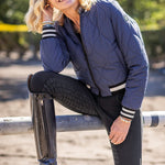 Kastel Denmark Navy Quilted Sporty Trim Full Zip Bomber Jacket - Kastel Denmark - Equiluxe Tack