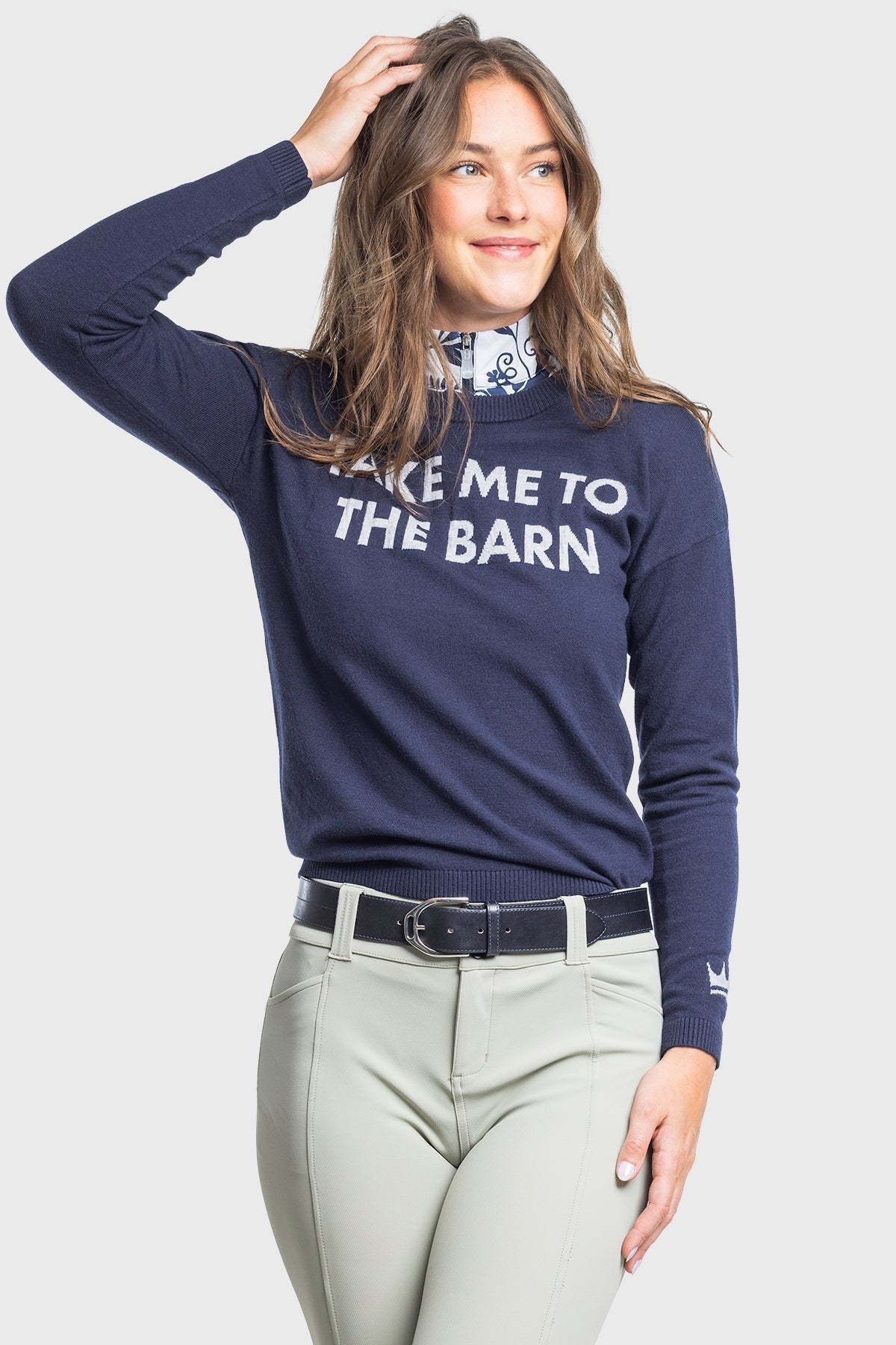 Kastel Denmark Navy "Take Me To The Barn" Crewneck Sweater - Kastel Denmark - Equiluxe Tack
