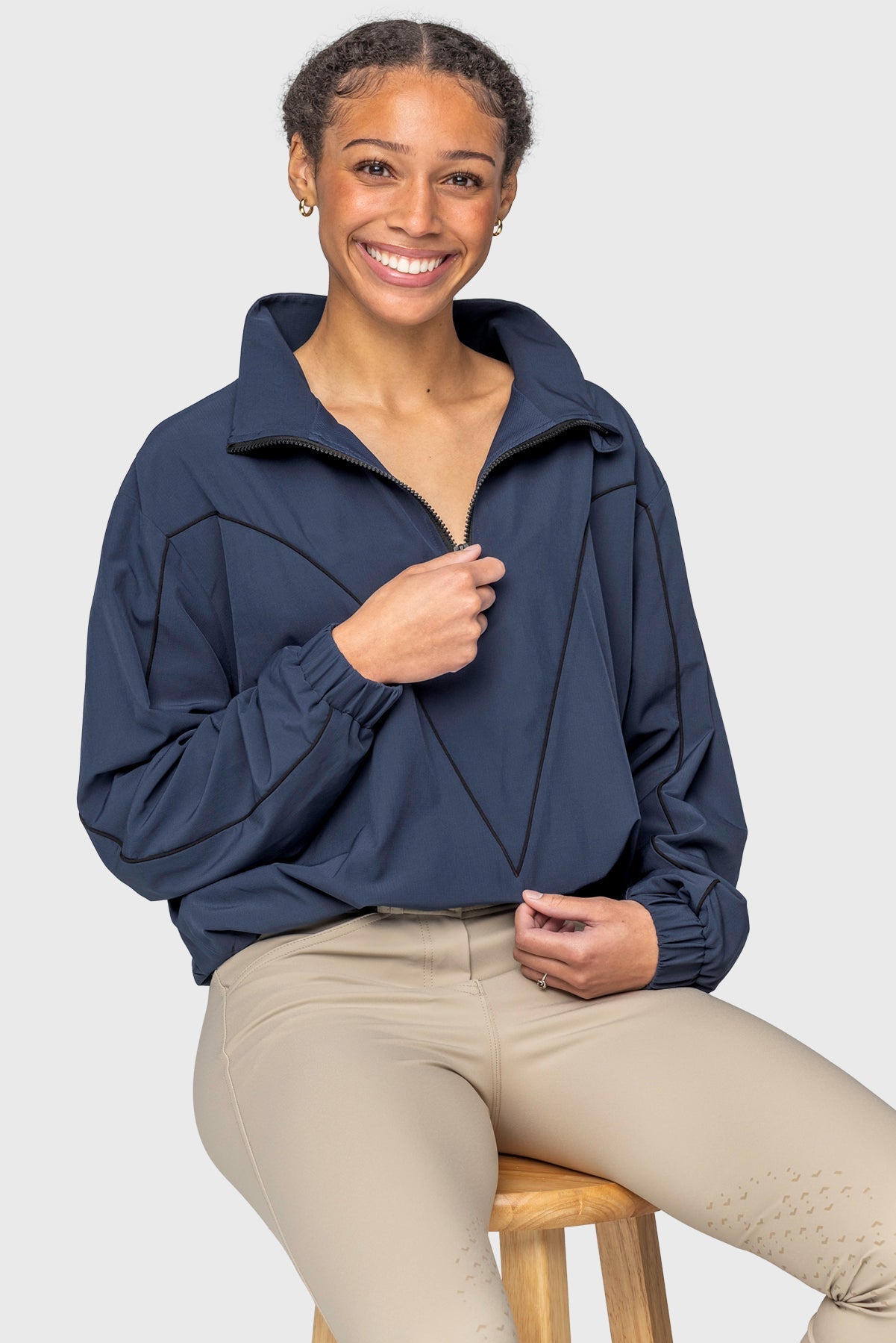 Kastel Denmark Navy W/Black Piping Anorak Jacket - Kastel Denmark - Equiluxe Tack