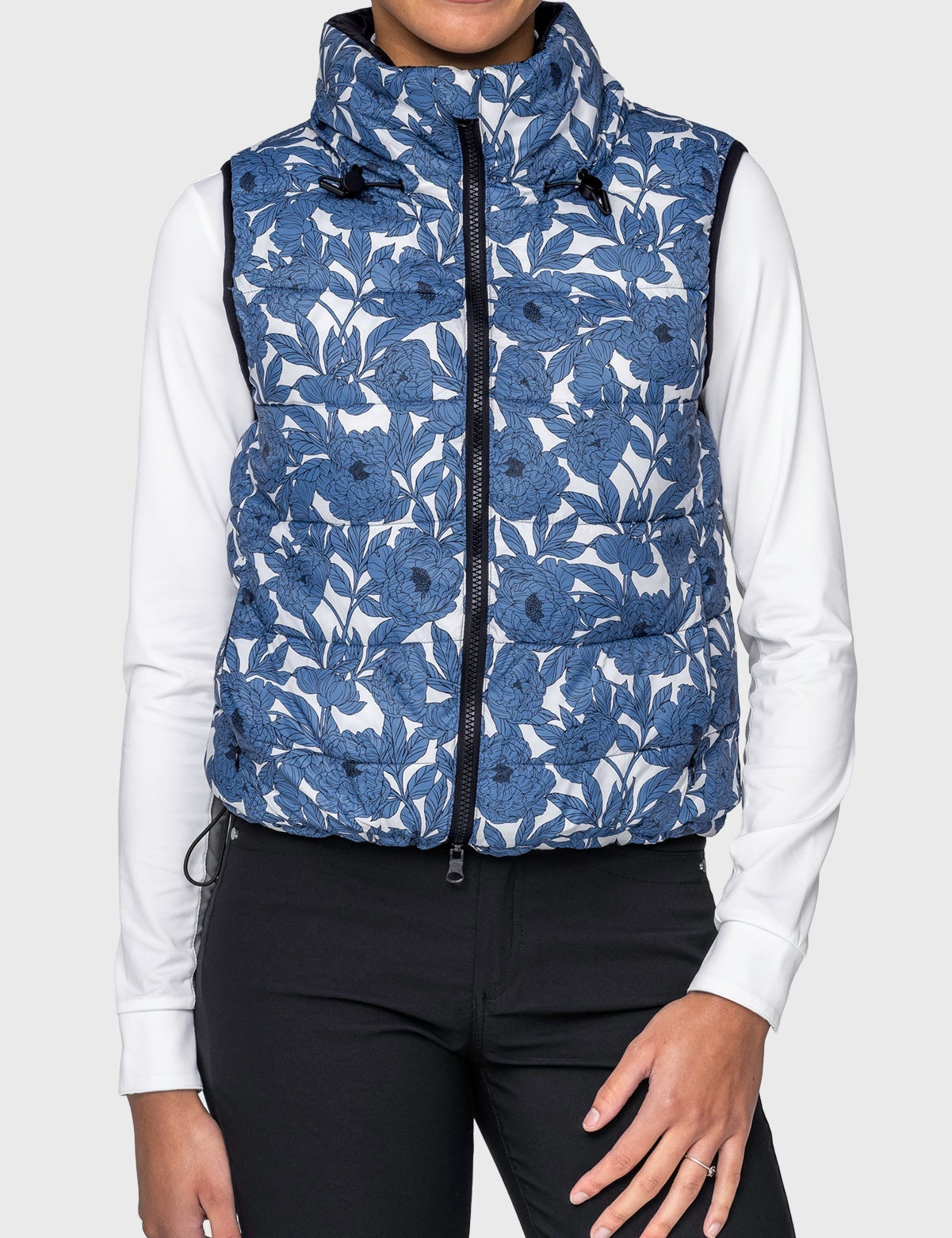Kastel Denmark Pacific Blue Wild Rose & Black Reversible Puffer Vest - Kastel Denmark - Equiluxe Tack