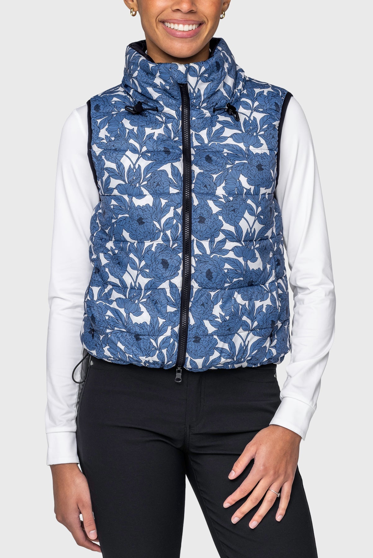 Kastel Denmark Pacific Blue Wild Rose & Black Reversible Puffer Vest - Kastel Denmark - Equiluxe Tack
