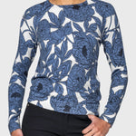 Kastel Denmark Pacific Blue Wild Rose Crewneck Sweater - Kastel Denmark - Equiluxe Tack