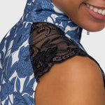 Kastel Denmark Pacific Blue Wild Rose Lace Shoulder Tank 1/4 Zip Sun Shirt - Kastel Denmark - Equiluxe Tack