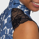 Kastel Denmark Pacific Blue Wild Rose Lace Shoulder Tank 1/4 Zip Sun Shirt - Kastel Denmark - Equiluxe Tack