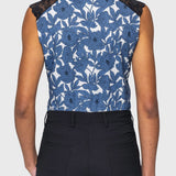 Kastel Denmark Pacific Blue Wild Rose Lace Shoulder Tank 1/4 Zip Sun Shirt - Kastel Denmark - Equiluxe Tack