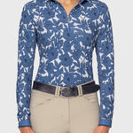 Kastel Denmark Pacific Blue Wild Rose Long Sleeve 1/4 Zip Sun Shirt - Kastel Denmark - Equiluxe Tack