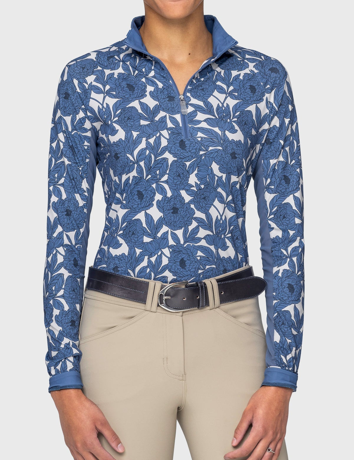 Kastel Denmark Pacific Blue Wild Rose Long Sleeve 1/4 Zip Sun Shirt - Kastel Denmark - Equiluxe Tack