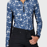 Kastel Denmark Pacific Blue Wild Rose W/ Black Panels Long Sleeve 1/4 Zip Sun Shirt - Kastel Denmark - Equiluxe Tack