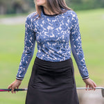 Kastel Denmark Pacific Blue Wild Rose W/ Striped Cuff Long Sleeve Crewneck - Kastel Denmark - Equiluxe Tack