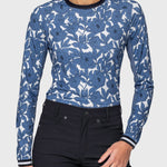 Kastel Denmark Pacific Blue Wild Rose W/ Striped Cuff Long Sleeve Crewneck - Kastel Denmark - Equiluxe Tack