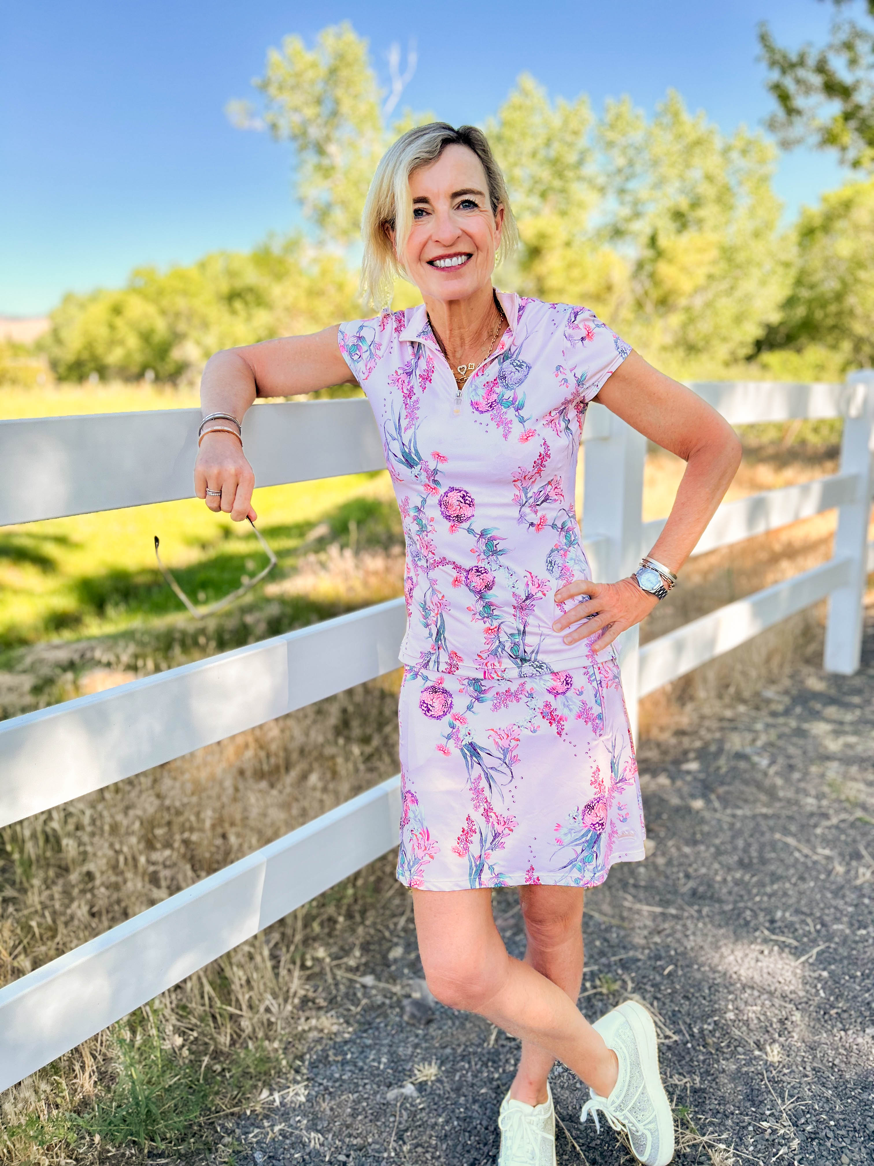 Kastel Denmark Pink Tea Garden 1/4 Zip Cap Sleeve Shirt - Kastel Denmark - Equiluxe Tack