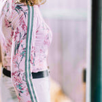Kastel Denmark Pink Tea Garden 1/4 Zip Long Sleeve Shirt w/Striped Trim - Kastel Denmark - Equiluxe Tack