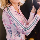 Kastel Denmark Pink Tea Garden 1/4 Zip Long Sleeve Shirt w/Striped Trim - Kastel Denmark - Equiluxe Tack