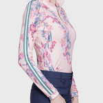Kastel Denmark Pink Tea Garden 1/4 Zip Long Sleeve Shirt w/Striped Trim - Kastel Denmark - Equiluxe Tack