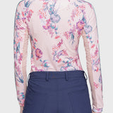 Kastel Denmark Pink Tea Garden 1/4 Zip Long Sleeve Shirt w/Striped Trim - Kastel Denmark - Equiluxe Tack