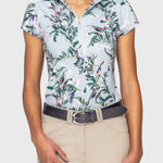 Kastel Denmark Powder Blue Botanical Cap Sleeve 1/4 Zip Sun Shirt - Kastel Denmark - Equiluxe Tack