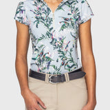 Kastel Denmark Powder Blue Botanical Cap Sleeve 1/4 Zip Sun Shirt - Kastel Denmark - Equiluxe Tack