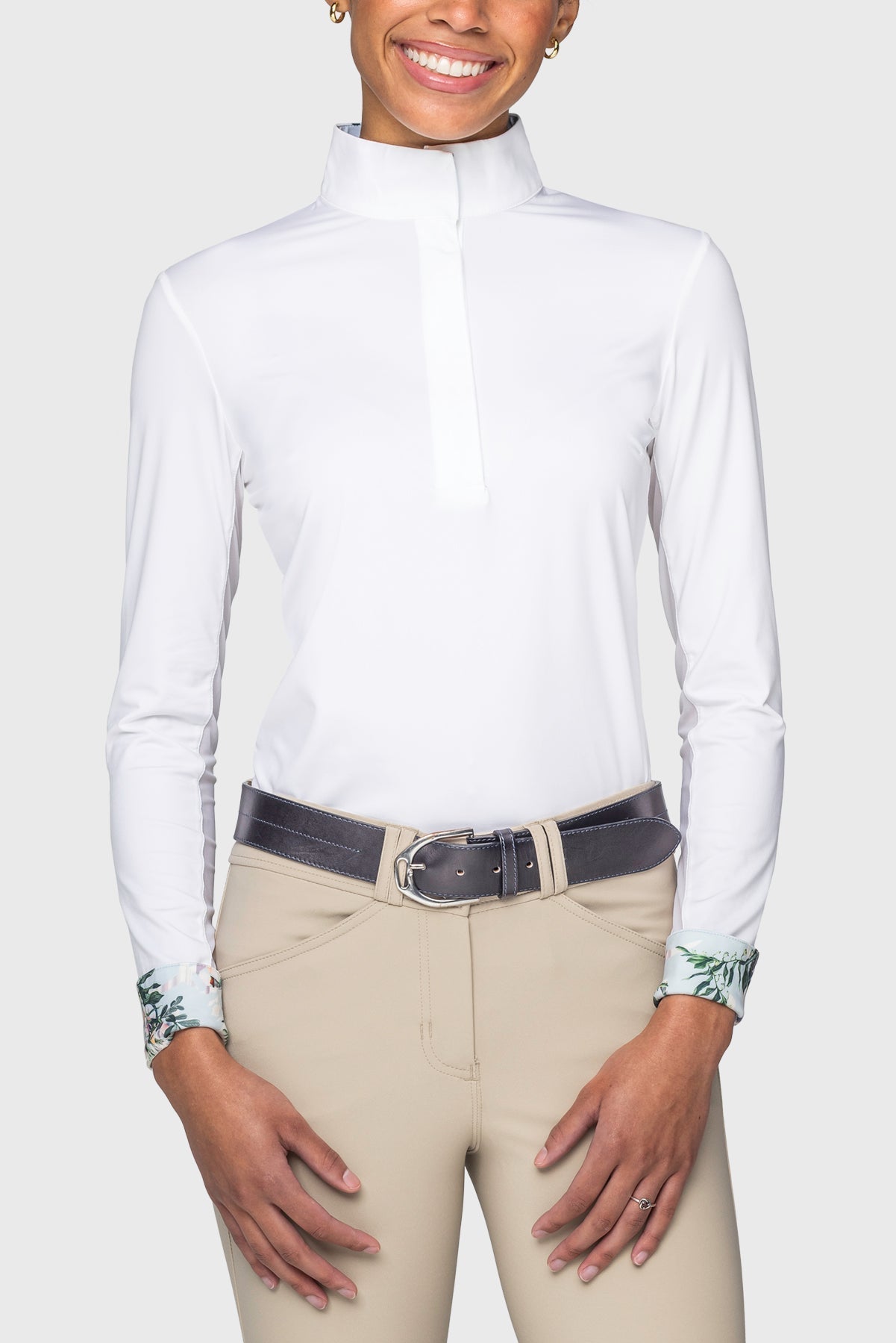 Kastel Denmark Powder Blue Botanical Tailored Long Sleeve Shirt 1/4 Zip Show Shirt - Kastel Denmark - Equiluxe Tack