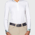 Kastel Denmark Powder Blue Botanical Tailored Long Sleeve Shirt 1/4 Zip Show Shirt - Kastel Denmark - Equiluxe Tack