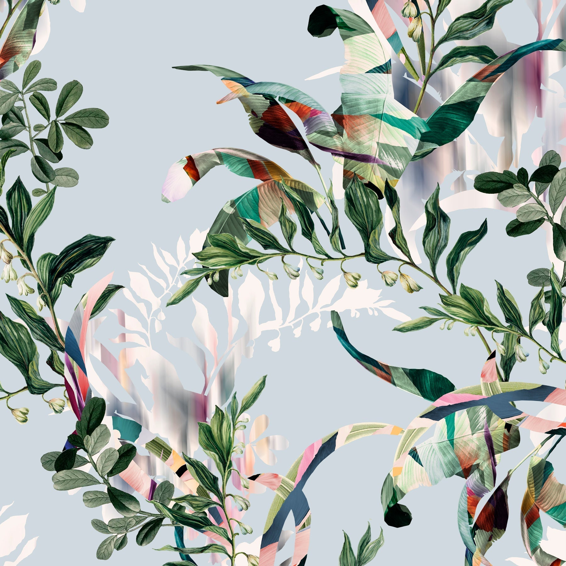 Kastel Denmark Powder Blue Botanical W/ Foliage Green Body Raglan Long Sleeve 1/4 Zip Sun Shirt - Kastel Denmark - Equiluxe Tack