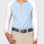 Kastel Denmark Powder Blue, White, & Taffy Color Block Long Sleeve 1/4 Zip Sun Shirt - Kastel Denmark - Equiluxe Tack