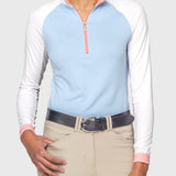 Kastel Denmark Powder Blue, White, & Taffy Color Block Long Sleeve 1/4 Zip Sun Shirt - Kastel Denmark - Equiluxe Tack