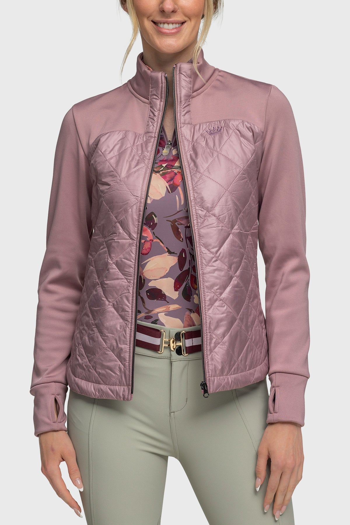 Kastel Denmark Quilted Front Dusty Mauve Full Zip Jacket - Kastel Denmark - Equiluxe Tack