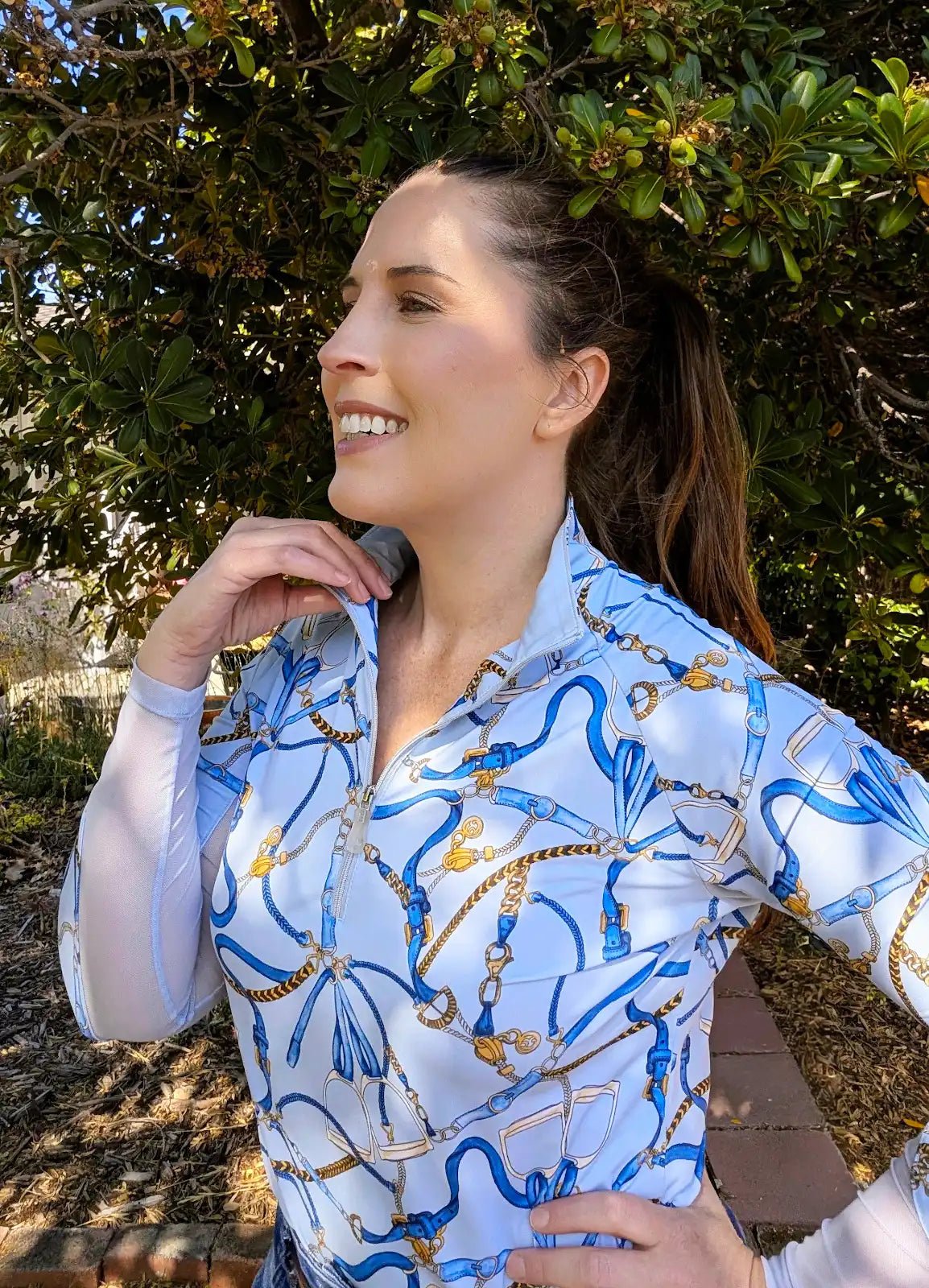 Kastel Denmark Robin's Egg Belt Print Long Sleeve 1/4 Zip Sun Shirt - Kastel Denmark - Equiluxe Tack