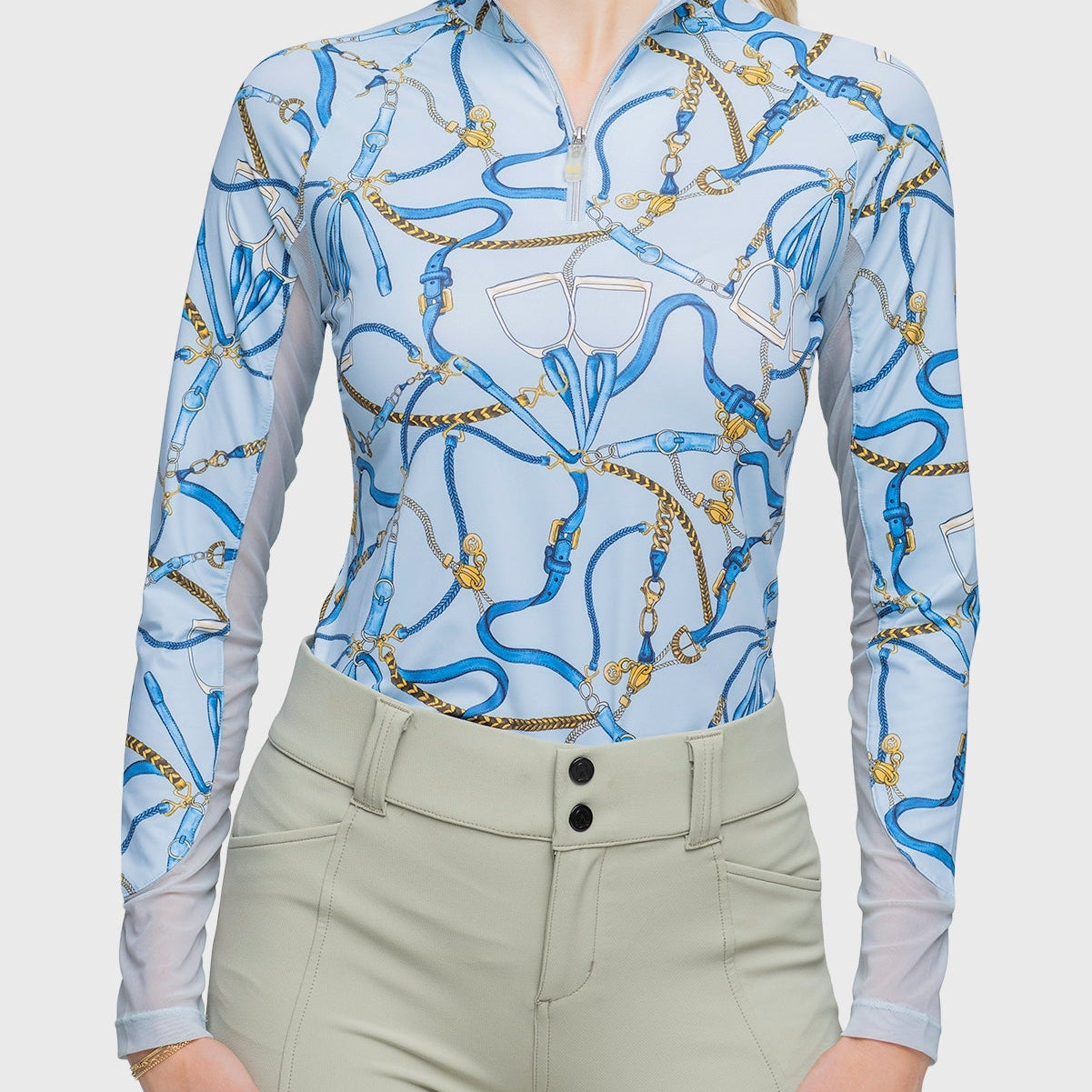 Kastel Denmark Robin's Egg Belt Print Long Sleeve 1/4 Zip Sun Shirt - Kastel Denmark - Equiluxe Tack
