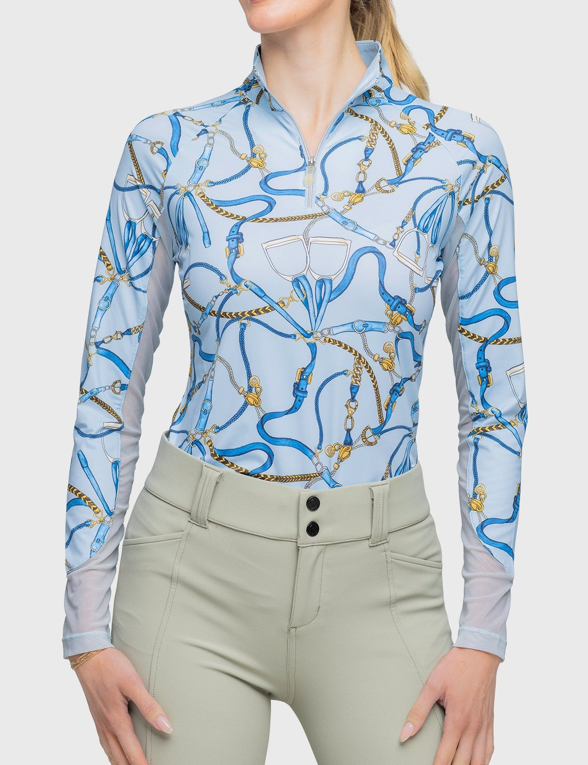 Kastel Denmark Robin's Egg Belt Print Long Sleeve 1/4 Zip Sun Shirt - Kastel Denmark - Equiluxe Tack